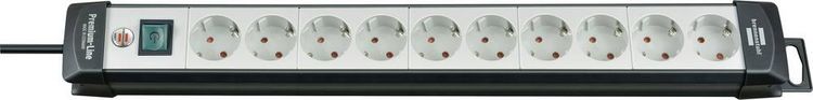 Produktbild: Brennenstuhl 1951500100 Steckdosenleiste mit Schalter 10fach Schwarz, Lichtgrau Schutzkontakt 1 St.