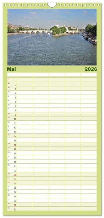 Produktbild: Familienplaner 2026 - Paris mit 5 Spalten (Wandkalender, 21 x 45 cm) CALVENDO