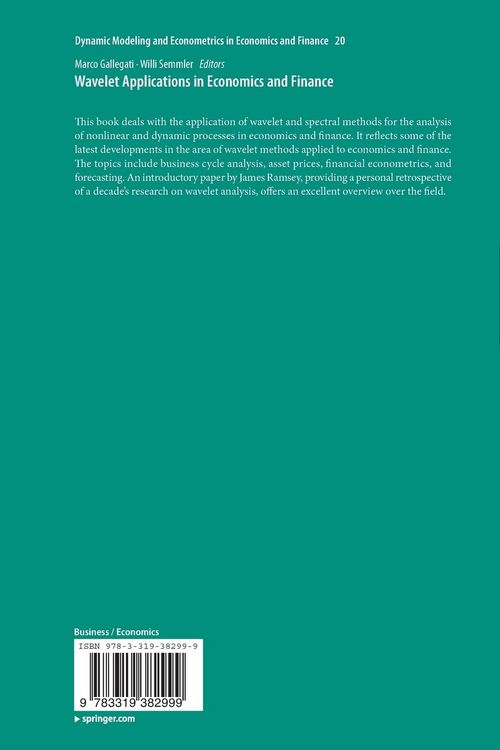 Produktbild: Wavelet Applications in Economics and Finance