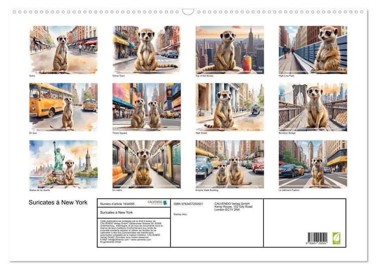 Produktbild: Suricates &agrave; New York (Calendrier mural 2026 DIN A2 vertical), CALVENDO calendrier mensuel