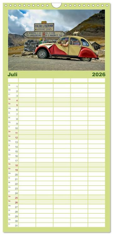 Produktbild: Familienplaner 2026 - Citro&euml;n 2CV - die Ente mit 5 Spalten (Wandkalender, 21 x 45 cm) CALVENDO