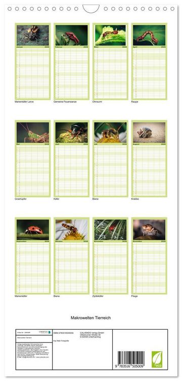 Produktbild: Familienplaner 2026 - Makrowelten Tierreich mit 5 Spalten (Wandkalender, 21 x 45 cm) CALVENDO