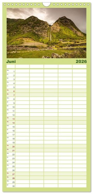 Produktbild: Familienplaner 2026 - Azoren Landschaften - Flores und Corvo mit 5 Spalten (Wandkalender, 21 x 45 cm) CALVENDO