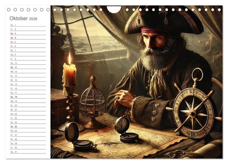 Produktbild: KI Piraten - Abenteuer der Seer&auml;uber auf hoher See (Wandkalender 2026 DIN A4 quer), CALVENDO Monatskalender