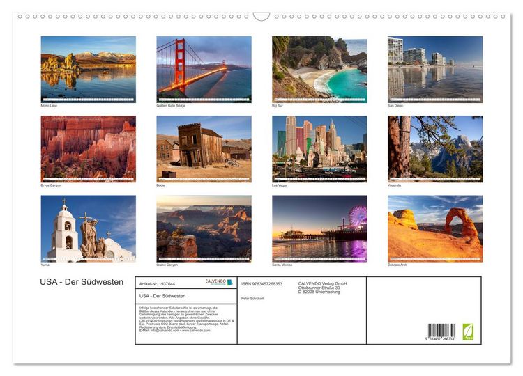 Produktbild: USA - Der S&uuml;dwesten (Wandkalender 2026 DIN A2 quer), CALVENDO Monatskalender