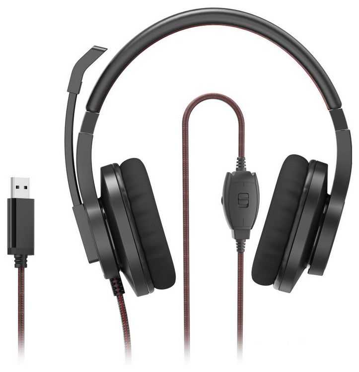 Produktbild: Hama PC-Office-Headset \"HS-USB400 V2\", Stereo, Schwarz On Ear Headset Schwarz, Rot