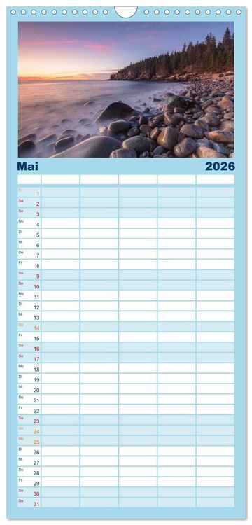 Produktbild: Familienplaner 2026 - NEUENGLAND - Eine Reise durch den Nordosten der USA mit 5 Spalten (Wandkalender, 21 x 45 cm) CALVENDO