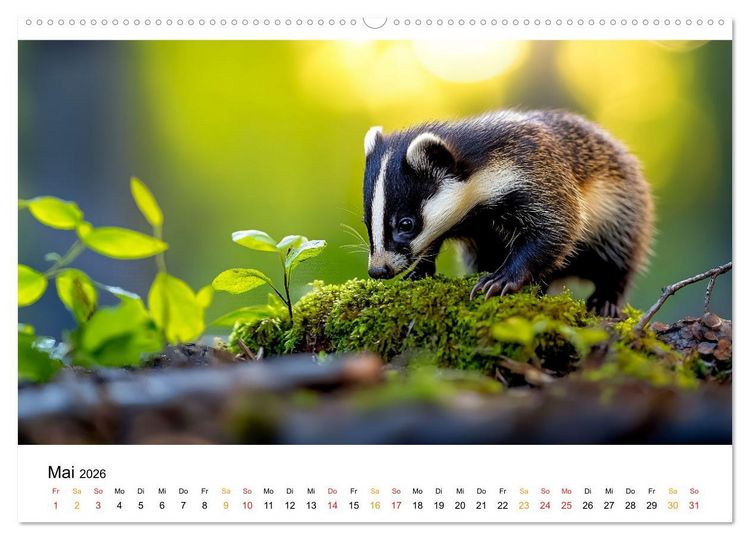 Produktbild: Wilde Tierwelt im Wald (hochwertiger Premium Wandkalender 2026 DIN A2 quer), Kunstdruck in Hochglanz