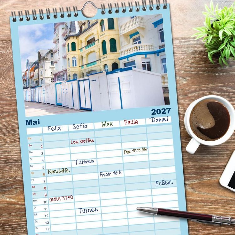 Produktbild: Familienplaner 2027 - Frankreichs Norden - Entlang der C&ocirc;te d'Opale mit 5 Spalten (Wandkalender, 21 x 45 cm) CALVENDO