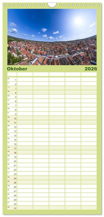 Produktbild: Familienplaner 2026 - Meine Heimat von oben ... Luftaufnahmen vom Fr&auml;nkischen Seenland mit 5 Spalten (Wandkalender, 21 x 45 cm) CALVENDO