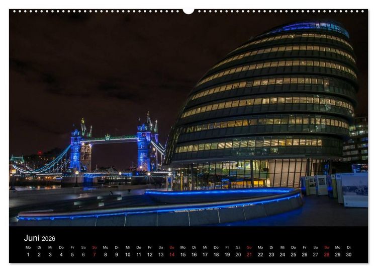 Produktbild: London - Nachts an der Themse (Wandkalender 2026 DIN A2 quer), CALVENDO Monatskalender