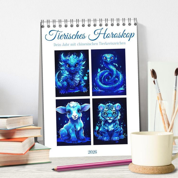 Produktbild: Tierisches Horoskop (Tischkalender 2026 DIN A5 hoch), CALVENDO Monatskalender