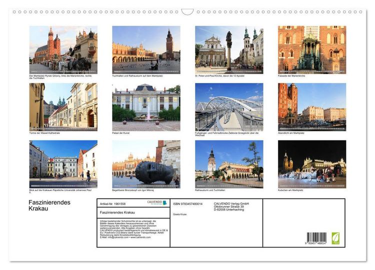 Produktbild: Faszinierendes Krakau (Wandkalender 2026 DIN A2 quer), CALVENDO Monatskalender