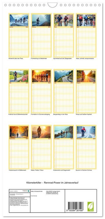 Produktbild: Familienplaner 2027 - Kilometerkiller - Rennrad-Power im Jahresverlauf mit 5 Spalten (Wandkalender, 21 x 45 cm) CALVENDO