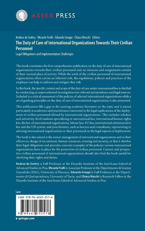 Produktbild: The Duty of Care of International Organizations Towards Their Civilian Personnel