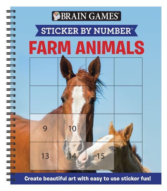 Produktbild: Brain Games - Sticker by Number: Farm Animals (Easy - Square Stickers)