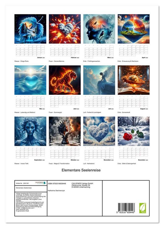 Produktbild: Elementare Seelenreise (Wandkalender 2026 DIN A3 hoch), CALVENDO Monatskalender