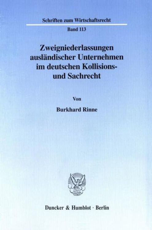 Produktbild: Zweigniederlassungen ausl&auml;ndischer Unternehmen im deutschen Kollisions- und Sachrecht.