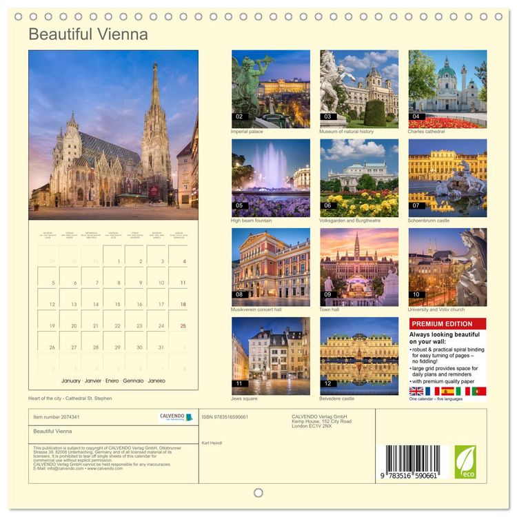 Produktbild: Beautiful Vienna (Wall Calendar 2026 12 &times; 12 Inch) CALVENDO 12 Month Wall Calendar