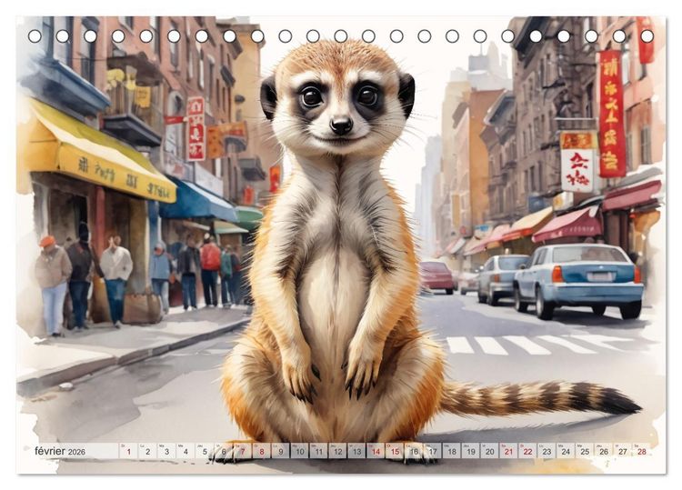 Produktbild: Suricates &agrave; New York (Calendrier de bureau 2026 DIN A5 vertical), CALVENDO calendrier mensuel