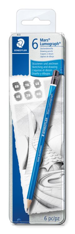 Produktbild: STAEDTLER Bleistifte Mars Lumograph Bleistifte, 6er Set, 6 H&auml;rtegrade