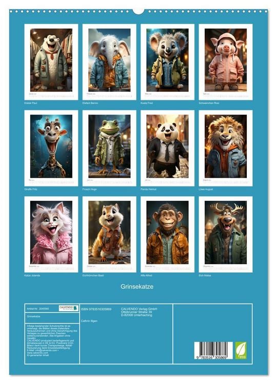 Produktbild: Grinsekatze (hochwertiger Premium Wandkalender 2026 DIN A2 hoch), Kunstdruck in Hochglanz