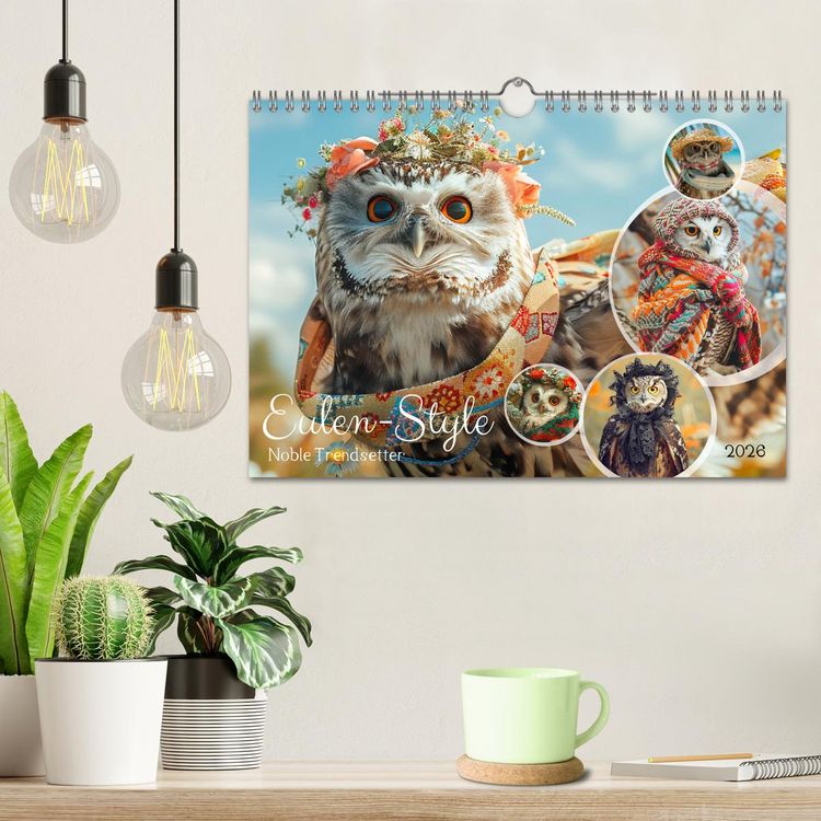 Produktbild: Eulen-Style. Noble Trendsetter (Wandkalender 2026 DIN A4 quer), CALVENDO Monatskalender