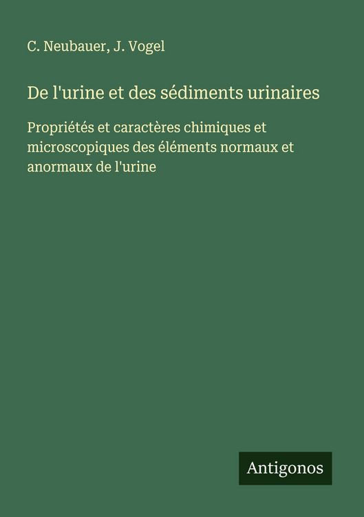 Produktbild: De l'urine et des s&eacute;diments urinaires