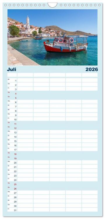 Produktbild: Familienplaner 2026 - Insel Chalki mit 5 Spalten (Wandkalender, 21 x 45 cm) CALVENDO