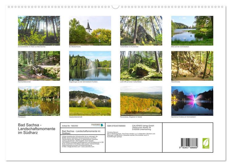 Produktbild: Bad Sachsa - Landschaftsmomente im S&uuml;dharz (hochwertiger Premium Wandkalender 2026 DIN A2 quer), Kunstdruck in Hochglanz