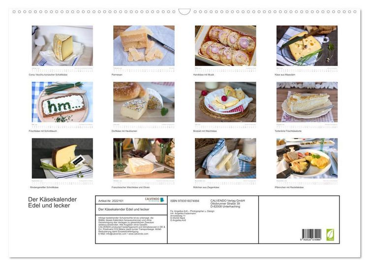 Produktbild: Der K&auml;sekalender Edel und lecker (Wandkalender 2026 DIN A2 quer), CALVENDO Monatskalender