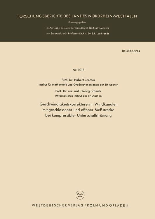 Produktbild: Geschwindigkeitskorrekturen in Windkan&auml;len mit geschlossener und offener Me&szlig;strecke bei kompressibler Unterschallstr&ouml;mung