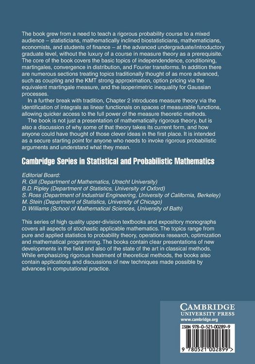 Produktbild: A User's Guide to Measure Theoretic Probability