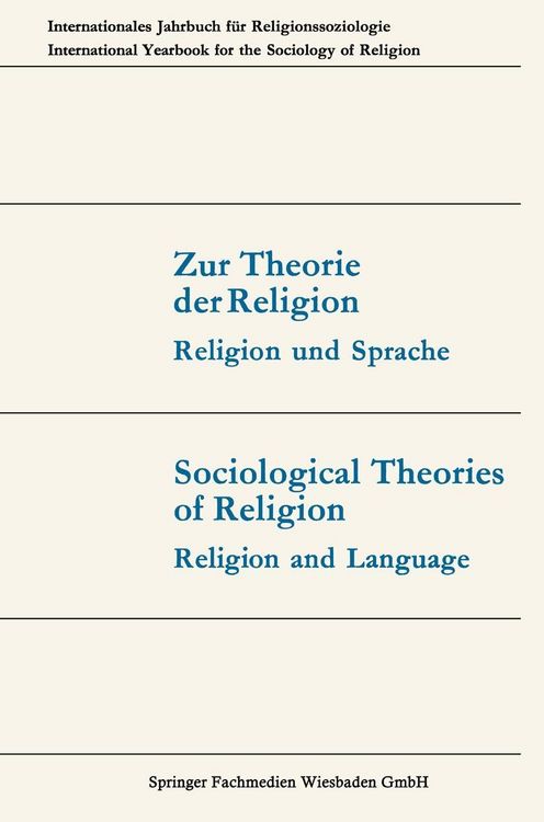 Produktbild: Zur Theorie der Religion / Sociological Theories of Religion
