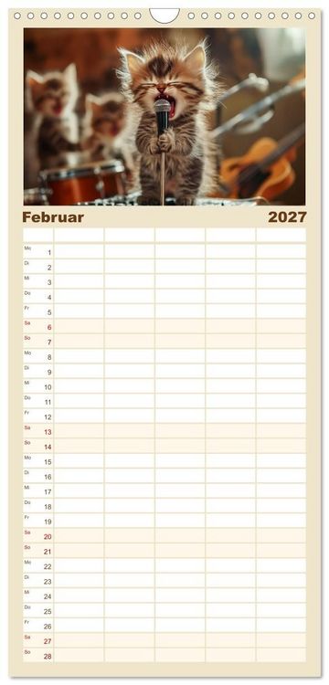 Produktbild: Familienplaner 2027 - Miau-sikalische Momente mit 5 Spalten (Wandkalender, 21 x 45 cm) CALVENDO