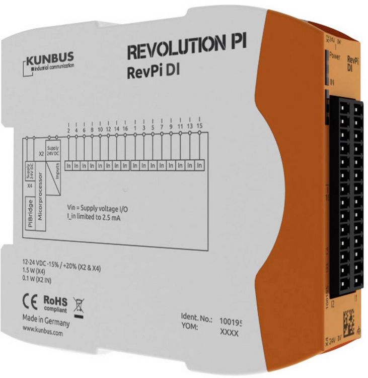 Produktbild: Kunbus Revolution Pi by RevPi DI PR100195 SPS-Erweiterungsmodul 24V