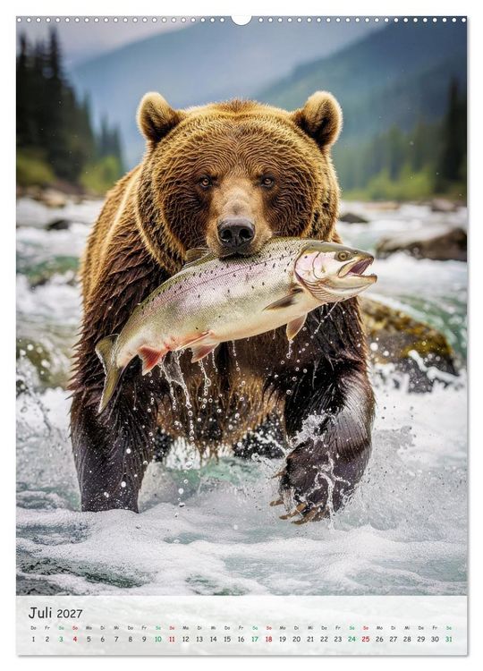 Produktbild: Grizzlyb&auml;ren und Lachse (hochwertiger Premium Wandkalender 2027 DIN A2 hoch), Kunstdruck in Hochglanz