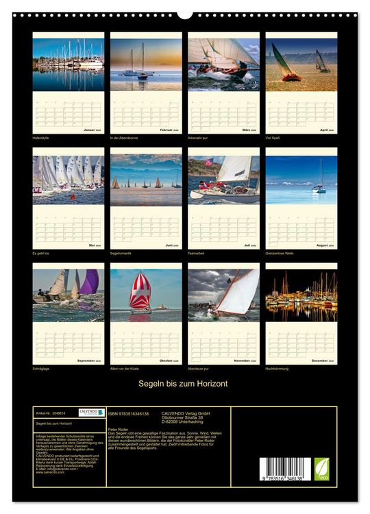 Produktbild: Segeln bis zum Horizont (hochwertiger Premium Wandkalender 2026 DIN A2 hoch), Kunstdruck in Hochglanz