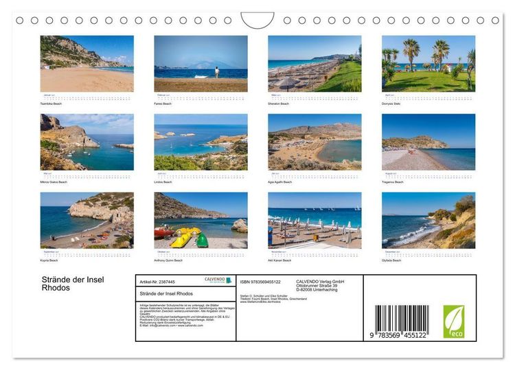 Produktbild: Str&auml;nde der Insel Rhodos (Wandkalender 2027 DIN A4 quer), CALVENDO Monatskalender