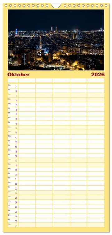 Produktbild: Familienplaner 2026 - Barcelona - Die wundersch&ouml;ne Hauptstadt Kataloniens. mit 5 Spalten (Wandkalender, 21 x 45 cm) CALVENDO