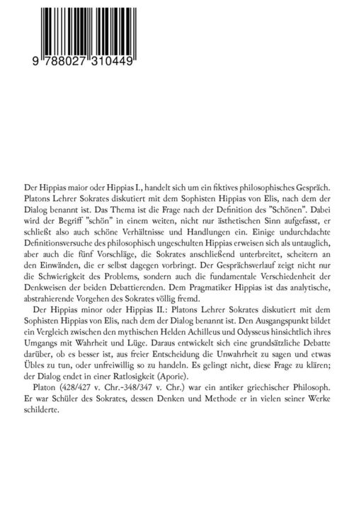 Produktbild: Hippias minor + Hippias maior