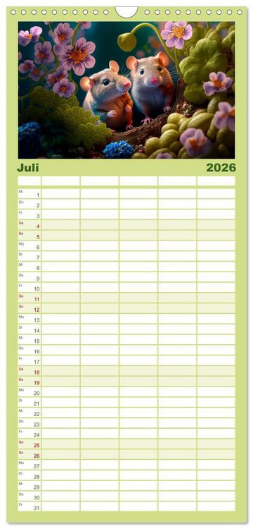 Produktbild: Familienplaner 2026 - M&auml;use Freunde mit 5 Spalten (Wandkalender, 21 x 45 cm) CALVENDO