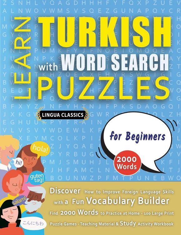 Produktbild: LEARN TURKISH WITH WORD SEARCH PUZZLES FOR BEGINNERS - Discover How to Improve Foreign Language Skills with a Fun Vocabulary Builder. Find 2000 Words