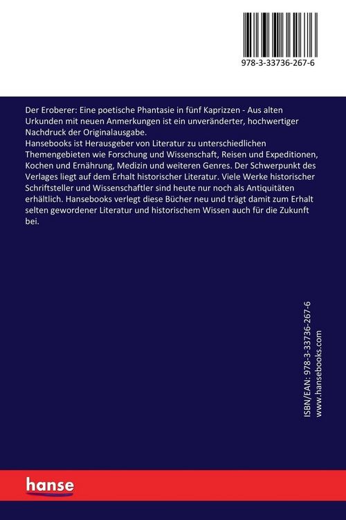 Produktbild: Der Eroberer: Eine poetische Phantasie in f&uuml;nf Kaprizzen