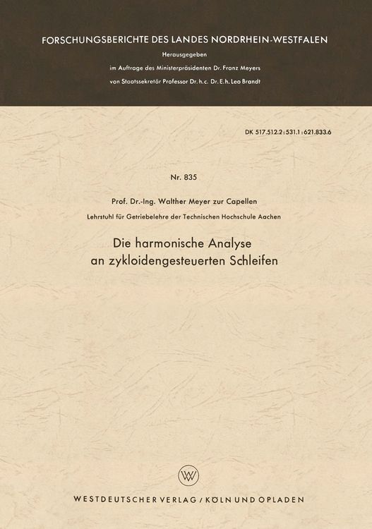 Produktbild: Die harmonische Analyse an zykloidengesteuerten Schleifen