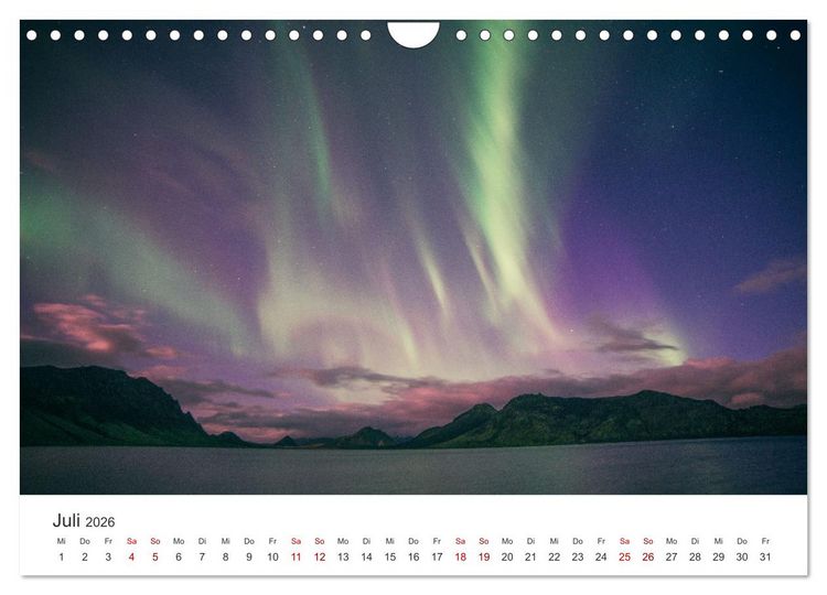 Produktbild: Polarlichter - Einzigartige Himmelsph&auml;nomene im Norden (Wandkalender 2026 DIN A4 quer), CALVENDO Monatskalender