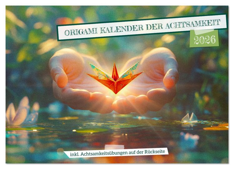 Produktbild: Origami Kalender der Achtsamkeit - Achtsamkeitskalender (Wandkalender 2026 DIN A4 quer), CALVENDO Monatskalender