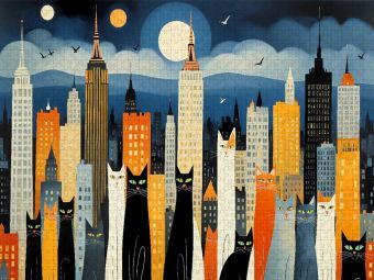 Produktbild: CALVENDO Puzzle Katzen - Schnurren in der Stadt | 1000 Teile Lege-Gr&ouml;&szlig;e 64x48cm Foto-Puzzle f&uuml;r gl&uuml;ckliche Stunden