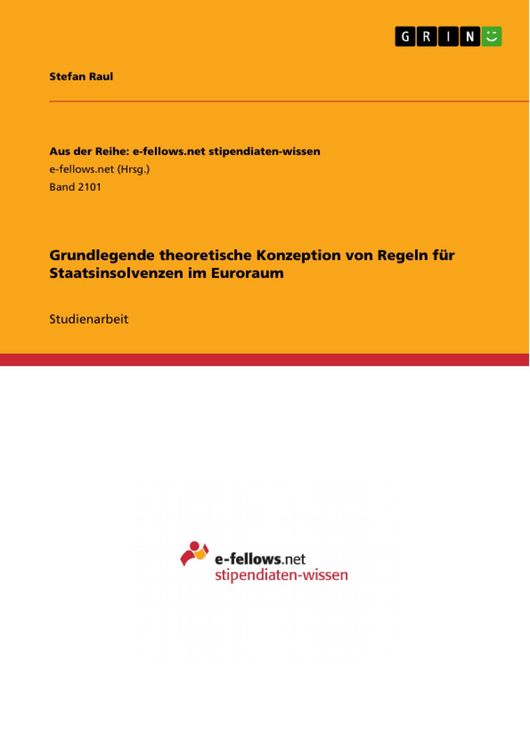 Produktbild: Grundlegende theoretische Konzeption von Regeln f&uuml;r Staatsinsolvenzen im Euroraum