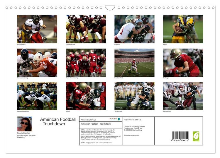 Produktbild: American Football - Touchdown (Wandkalender 2026 DIN A3 quer), CALVENDO Monatskalender